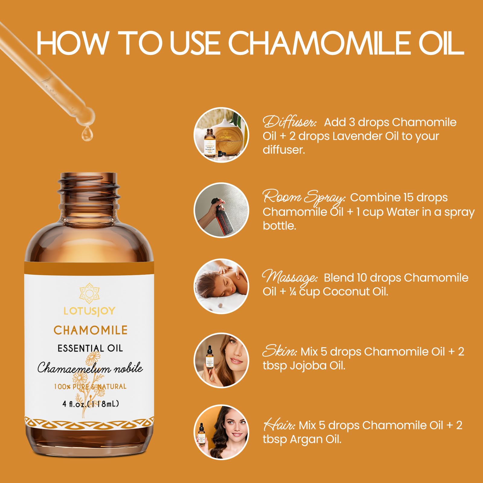 Aromaterapia relajante con LOTUSJOY camomila para momentos de calma.