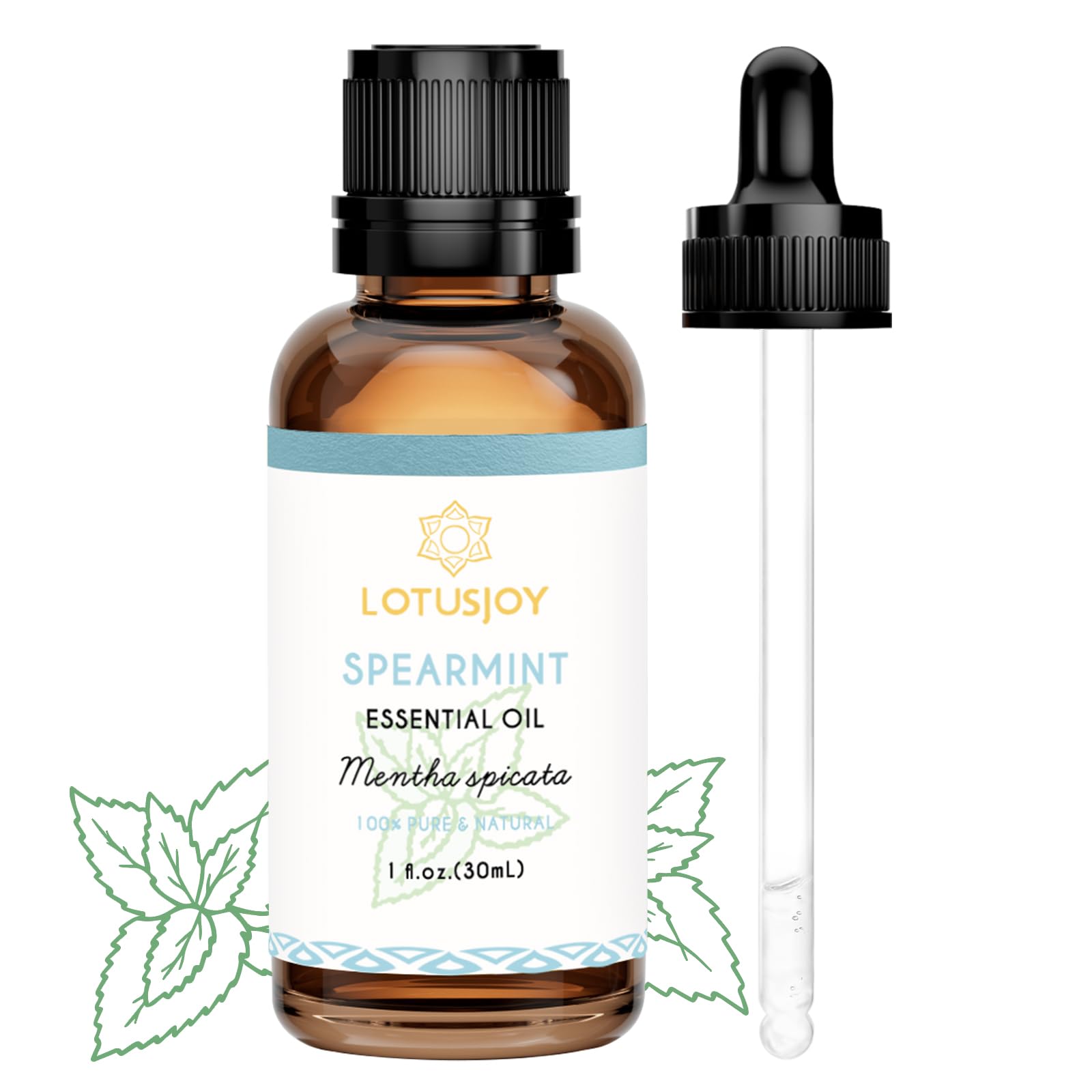 LOTUSJOY aceite de menta, frasco ámbar, aroma fresco para difusor.