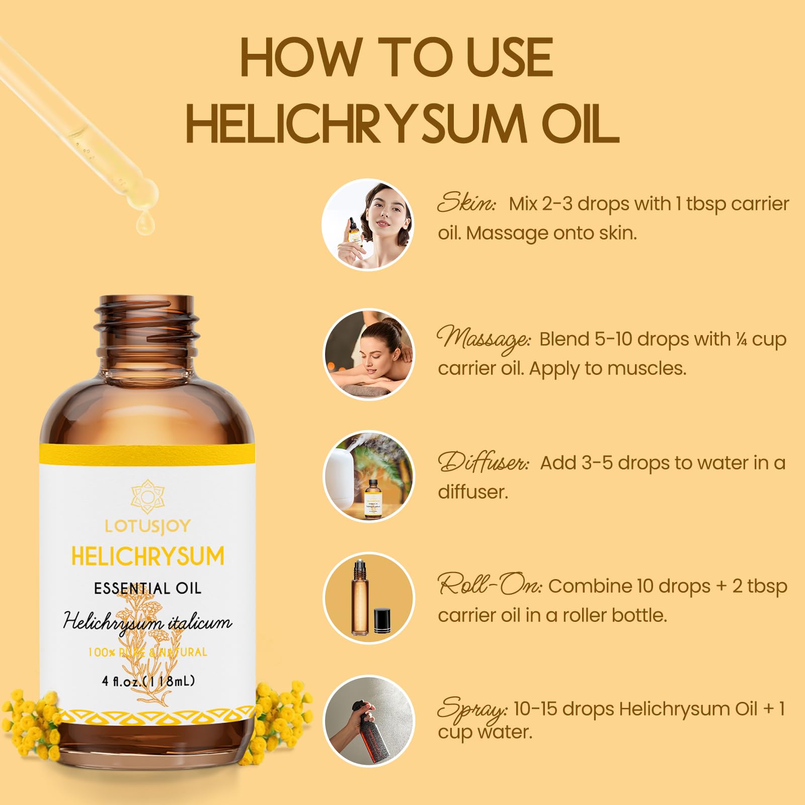 LOTUSJOY Helichrysum, uso cosmético suave en la rutina diaria