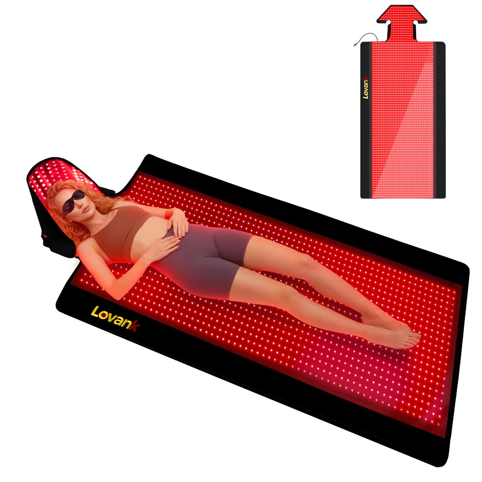 Lovank manta terapéutica con 1510 LEDs para cobertura total del cuerpo.