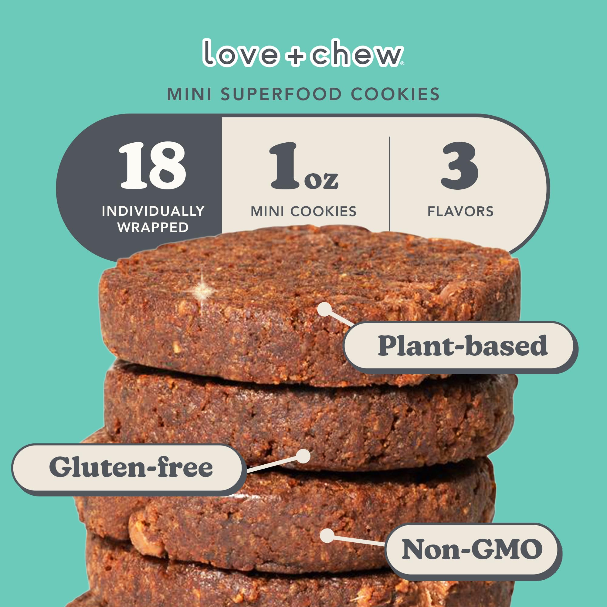 Love + Chew galleta capuchino con chispas de chocolate primer plano.