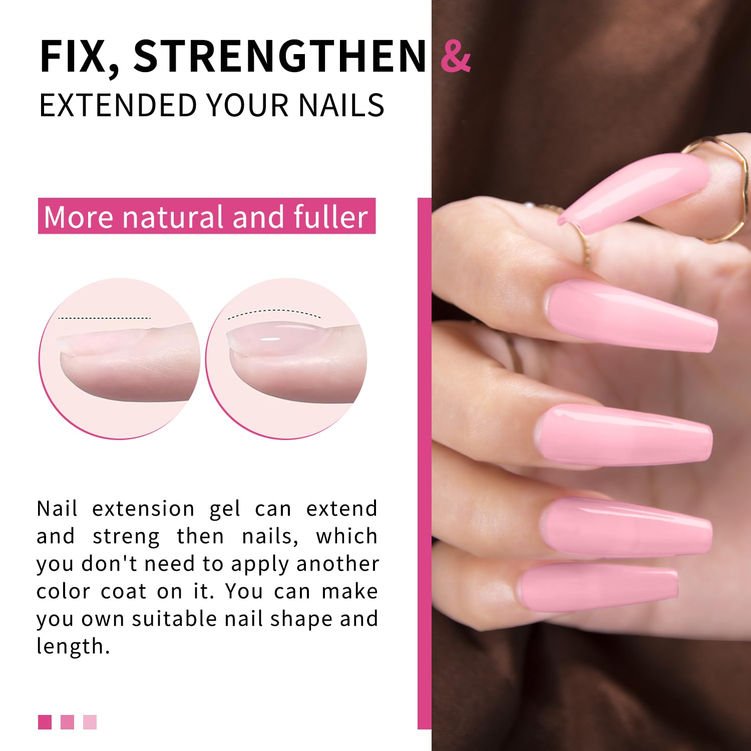 Love easy adherencia larga rosa bebé: adherencia duradera para manicuras prolongadas.