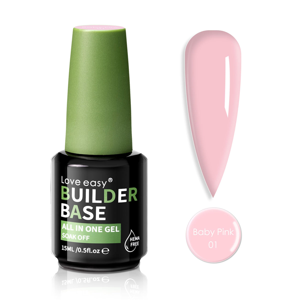 Love easy base rosa bebé: base adhesiva duradera para uñas profesionales.