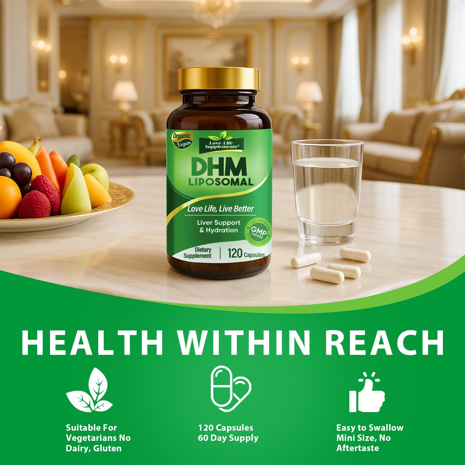 Love Life DHM 1000mg cápsulas fáciles de tragar para rutina