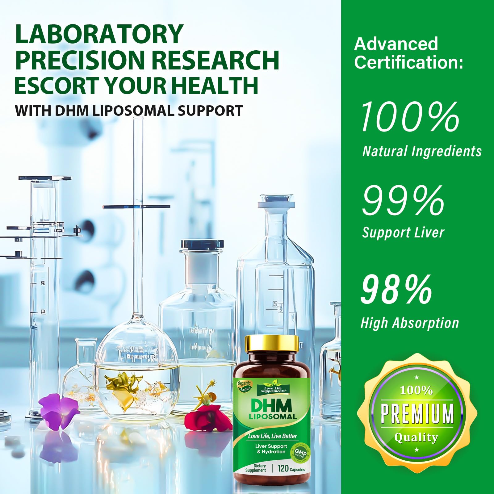 Love Life DHM 1000mg etiqueta nutricional clara para conocer dosis
