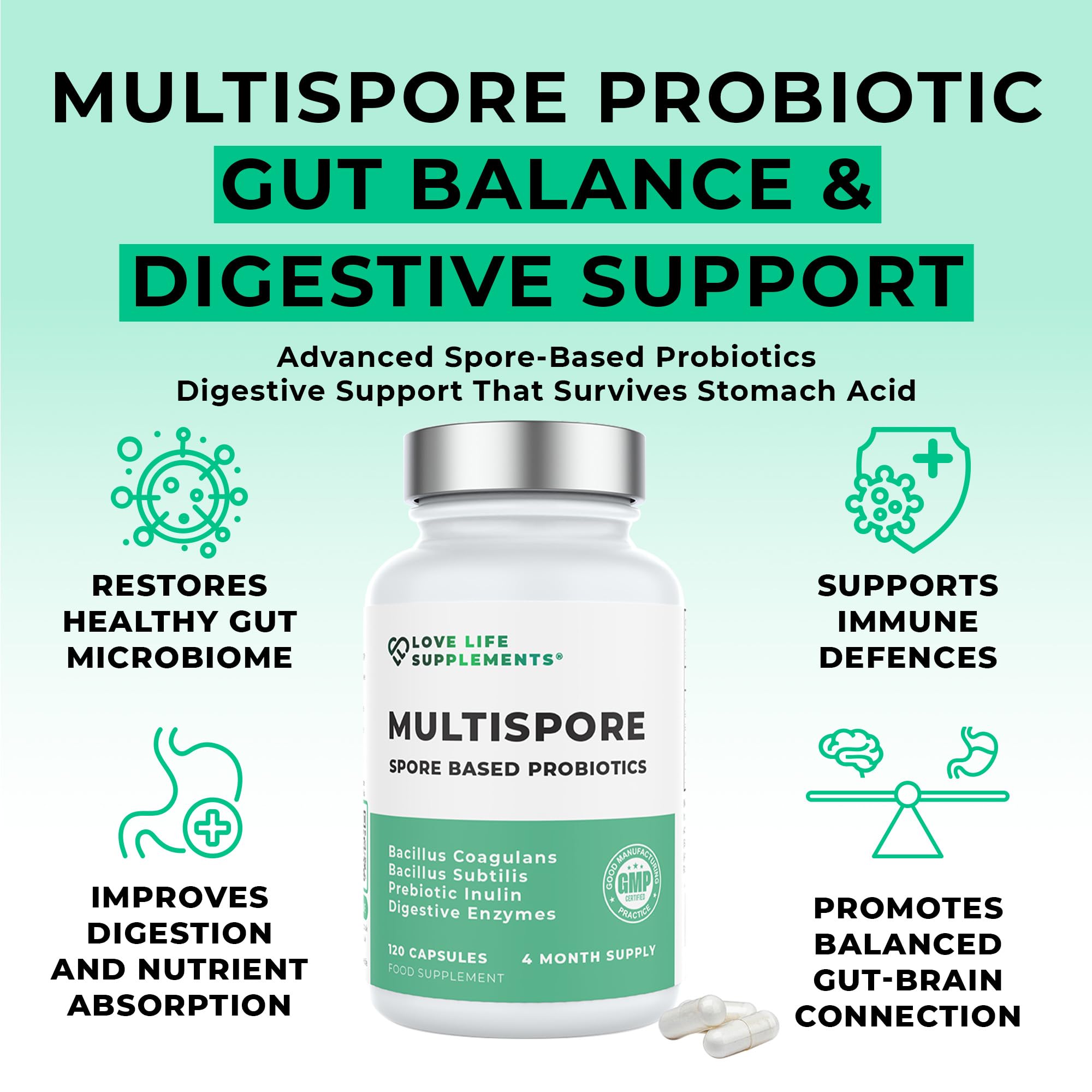 Love Life Supplements Multispore Plus etiqueta: información clara sobre ingredientes y beneficios posibles