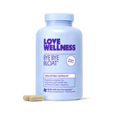 Love Wellness Adiós Hinchazón - botella con cápsulas para alivio tras las comidas.