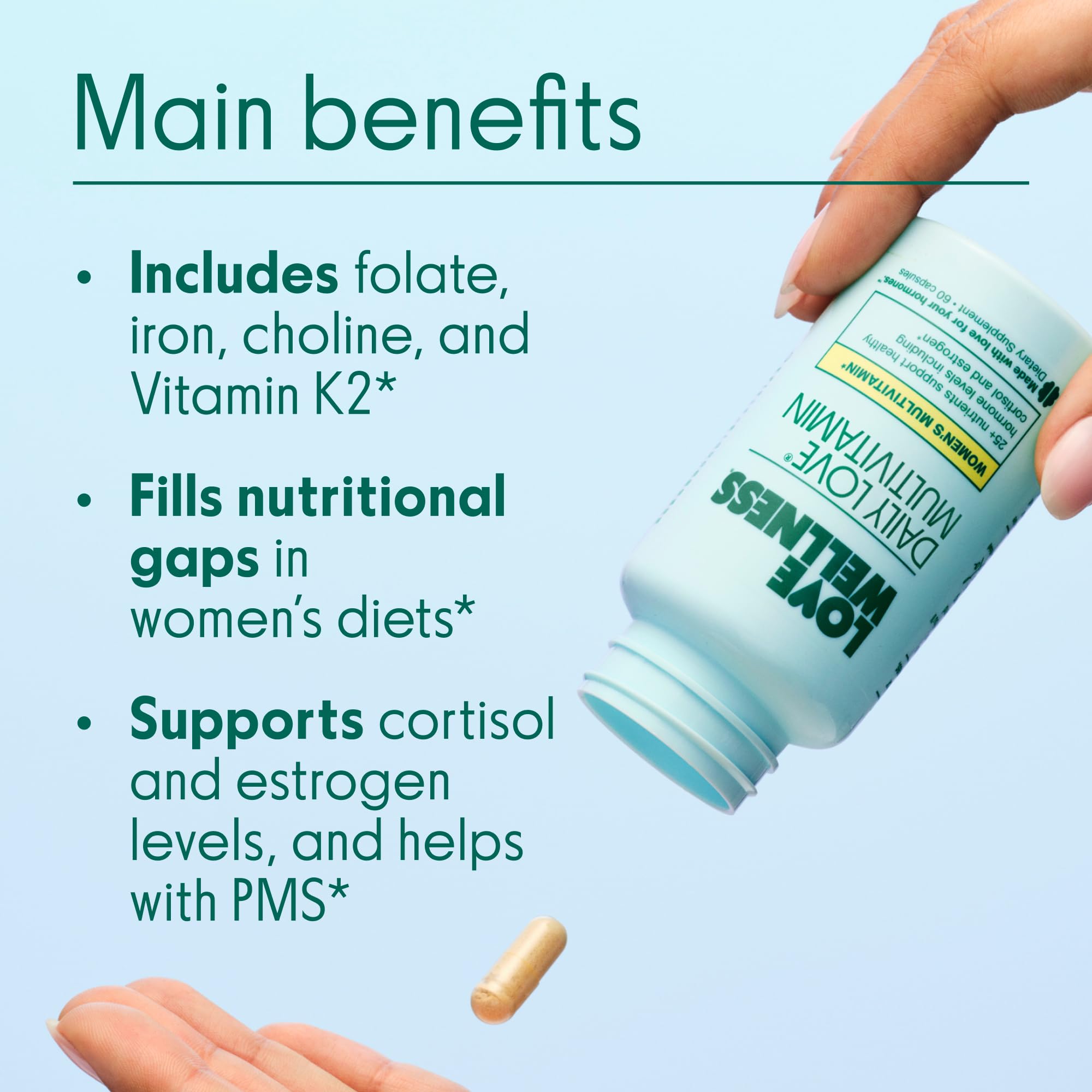 Love Wellness Big Brain Probiotics, cápsulas que respaldan la conexión gut-cerebro.