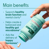 Love Wellness Big Brain Probiotics etiqueta frontal: información clara para usar correctamente.