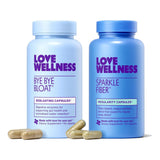 Botella Love Wellness Bye Bye Bloat para alivio digestivo suave tras las comidas.