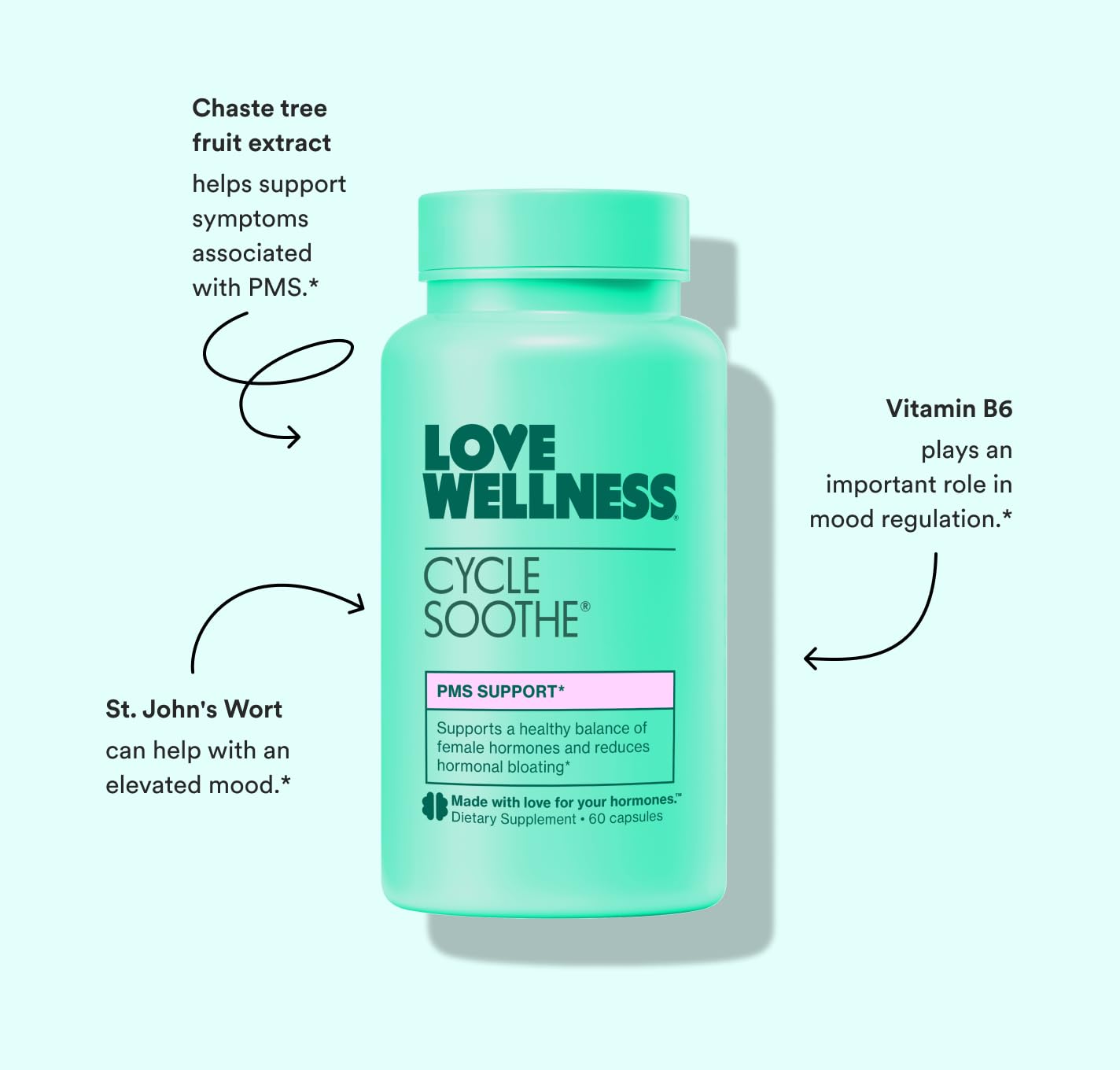 Love Wellness Cycle Soothe: extracto de vitex para equilibrio hormonal