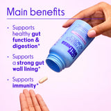 Love Wellness Gut Feelings Probiotic: ingredientes clave con prebióticos, probióticos y postbióticos