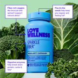 Love Wellness Sparkle Fiber botella: presentación conveniente para uso diario.