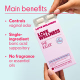 Love Wellness: paquete de supositorios Killer para apoyar el equilibrio vaginal.