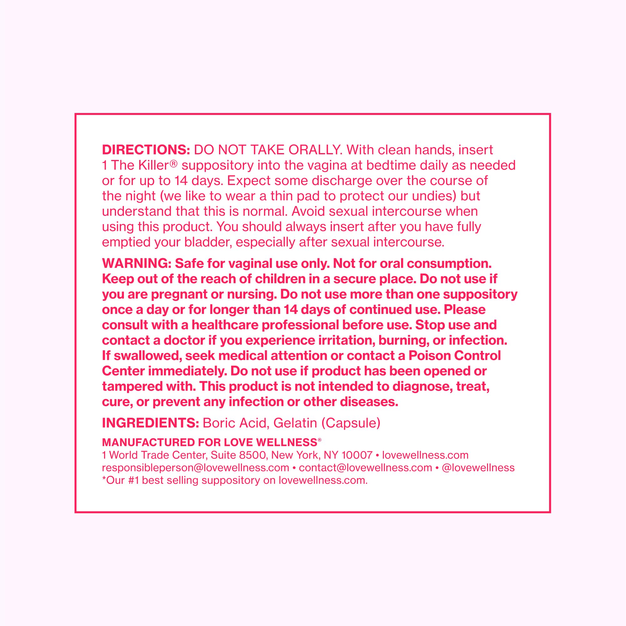 Love Wellness: uso después de la intimidad para confort.