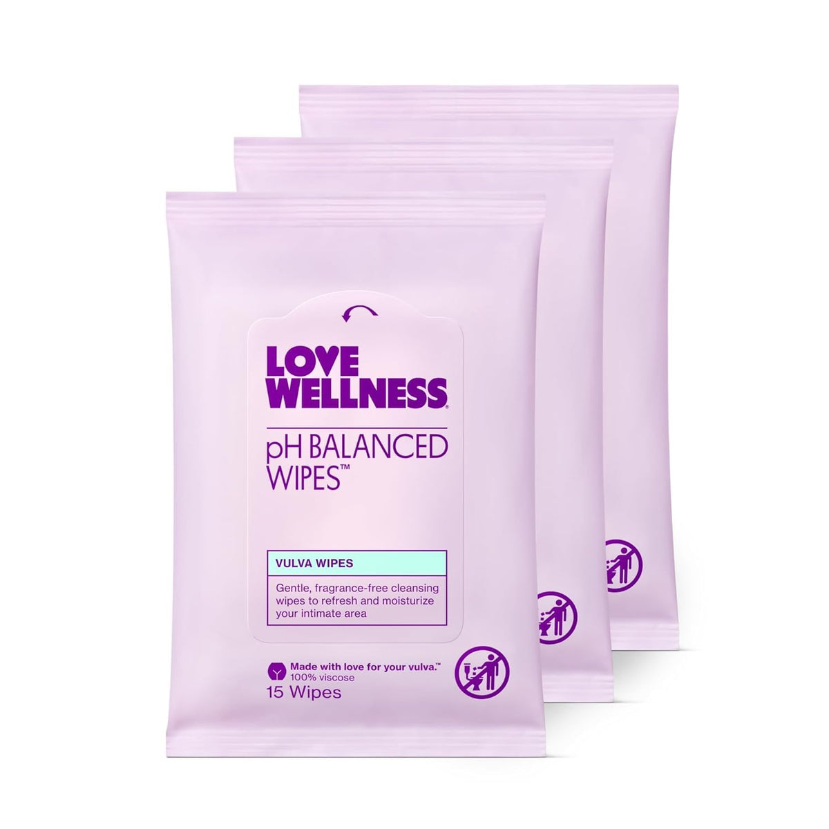 Love Wellness toallitas para equilibrio de pH en envase compacto para uso diario