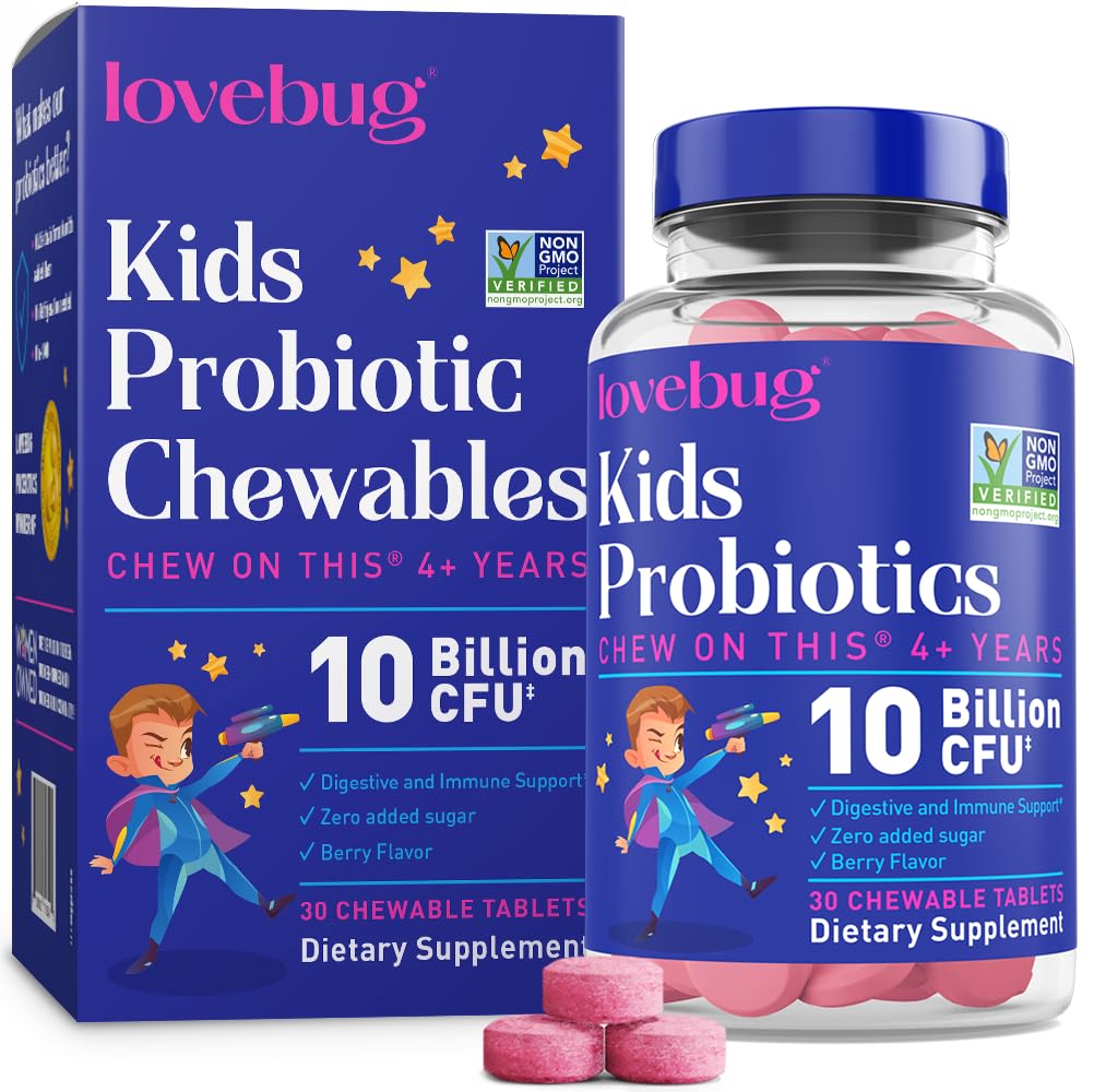LoveBug gomitas para niños, sabor a bayas, apoyo diario a la salud intestinal.