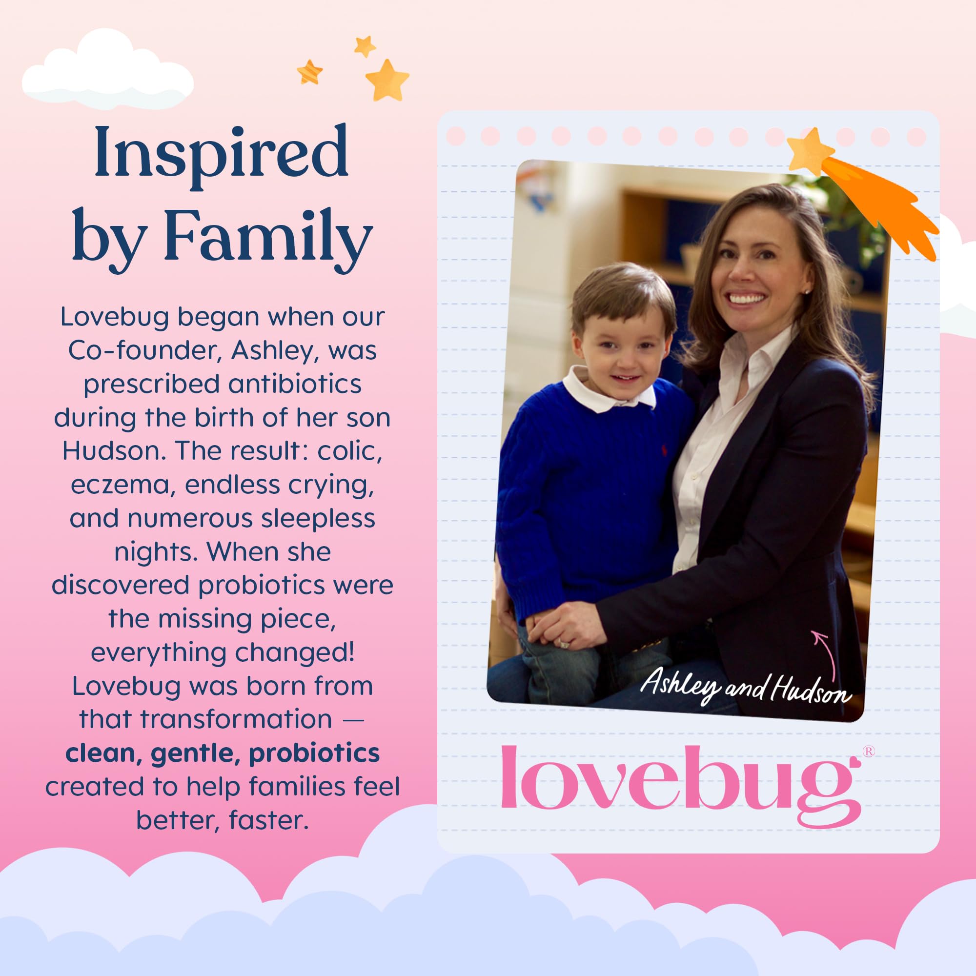 LOVEBUG Infant Probiotics envase caja uso diario control de dosis