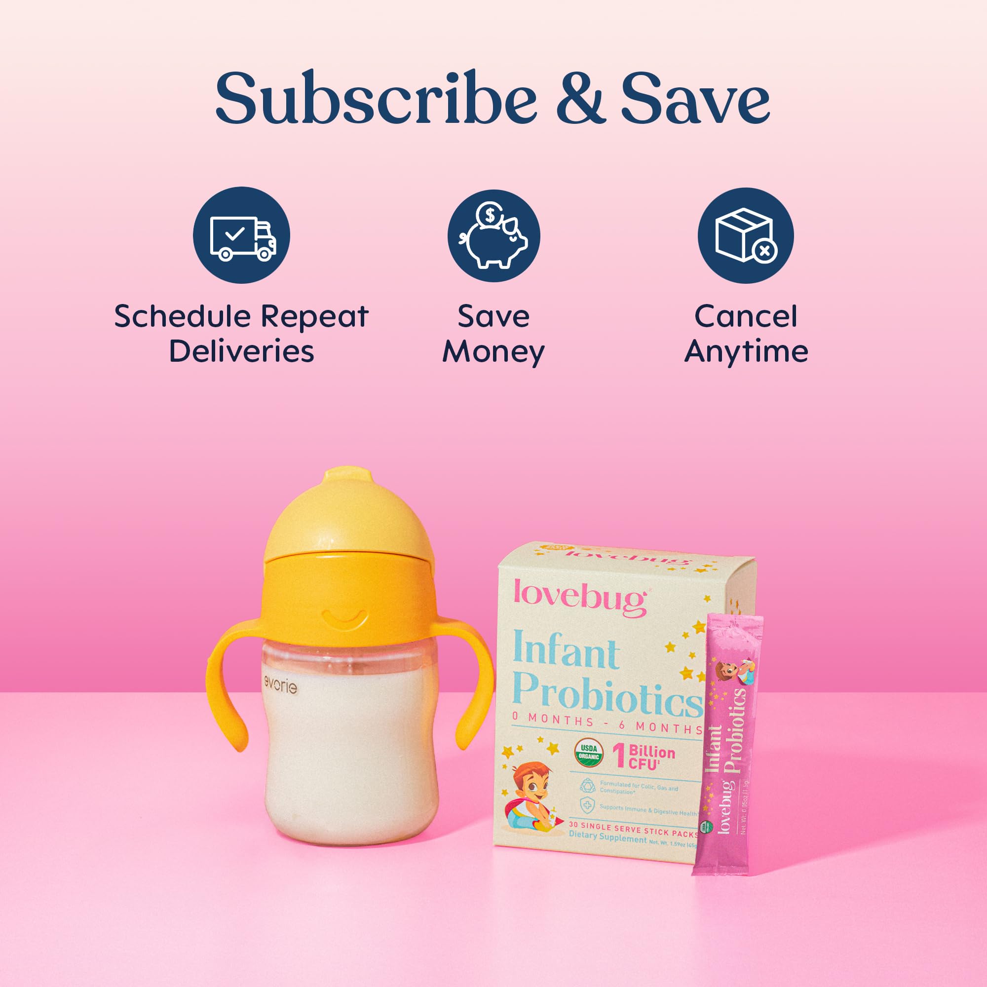 LOVEBUG Infant Probiotics preparación rápida en el biberón para padres ocupados