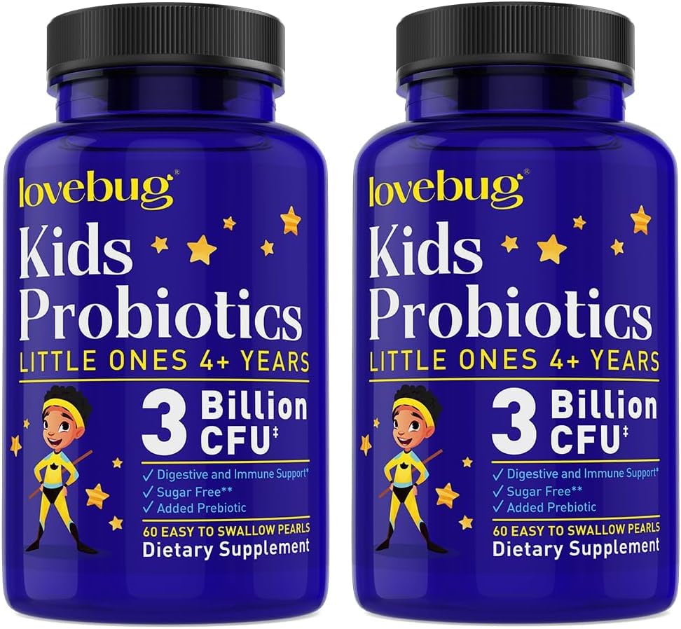 LOVEBUG para niños, botella frontal, facilita la ingesta diaria de probióticos.
