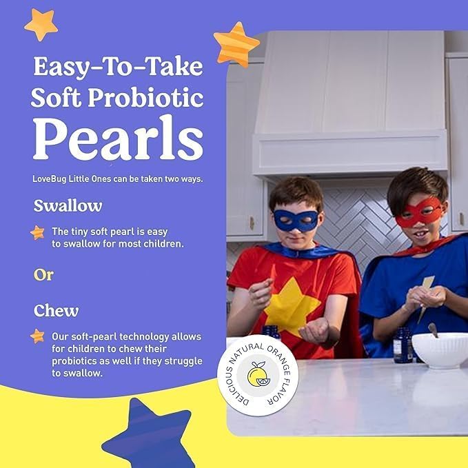 LOVEBUG para niños, muestra la fibra adicional para soporte digestivo.