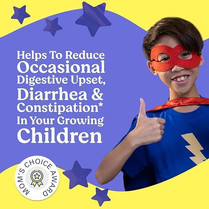 LOVEBUG para niños, empaque cercano, destaca la fibra añadida para la salud digestiva.