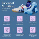 LOVEBUG Postnatal Probiotics, cápsulas en mano, consumo diario sencillo.