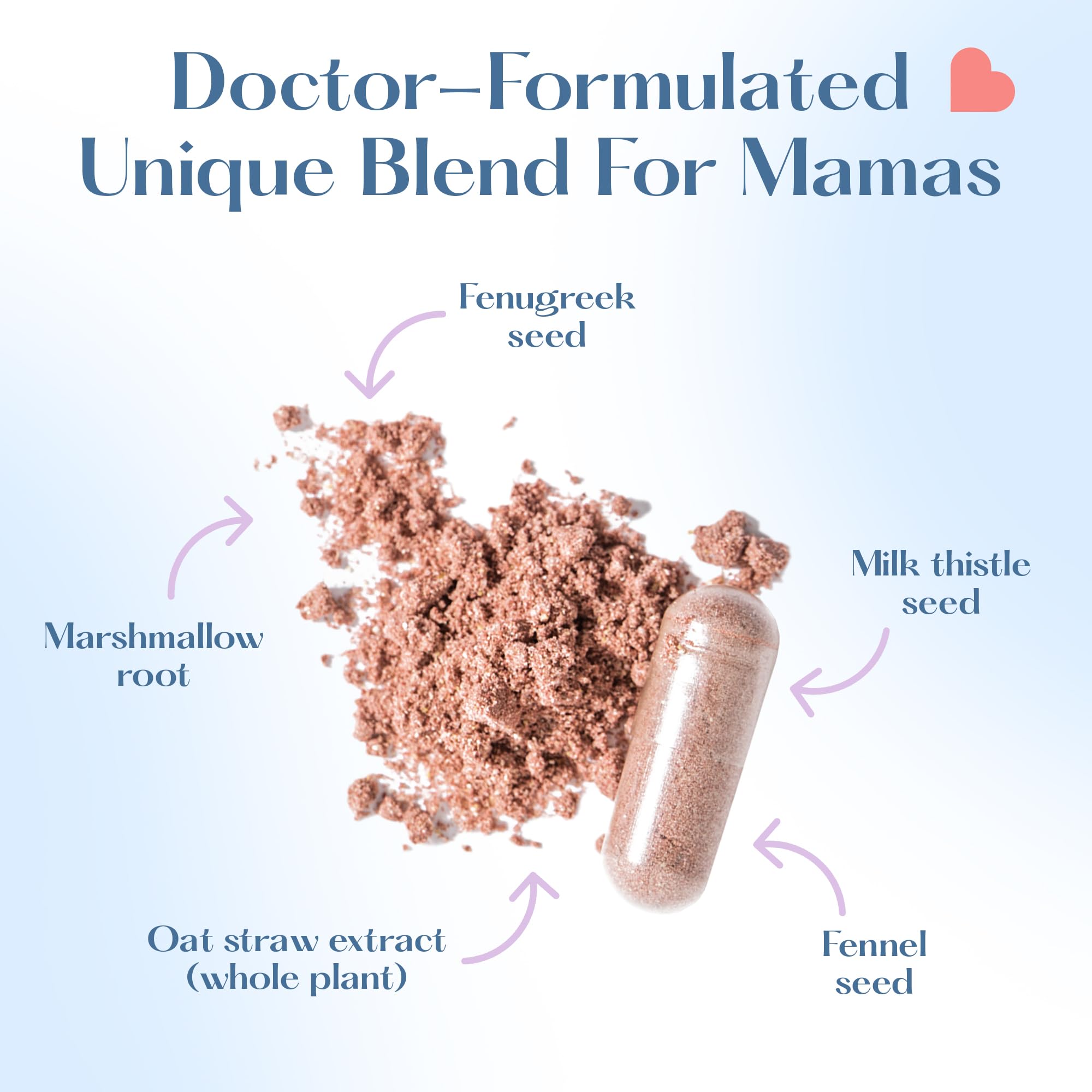 LOVEBUG Postnatal Probiotics, etiqueta frontal, contiene 7 cepas beneficiosas para la microbiota.