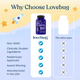 LOVEBUG Probióticos para Niños: cinco cepas para diversidad intestinal.