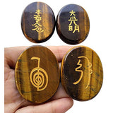 Loveliome piedra ojo de tigre grabada con símbolos Usui Reiki para purificación