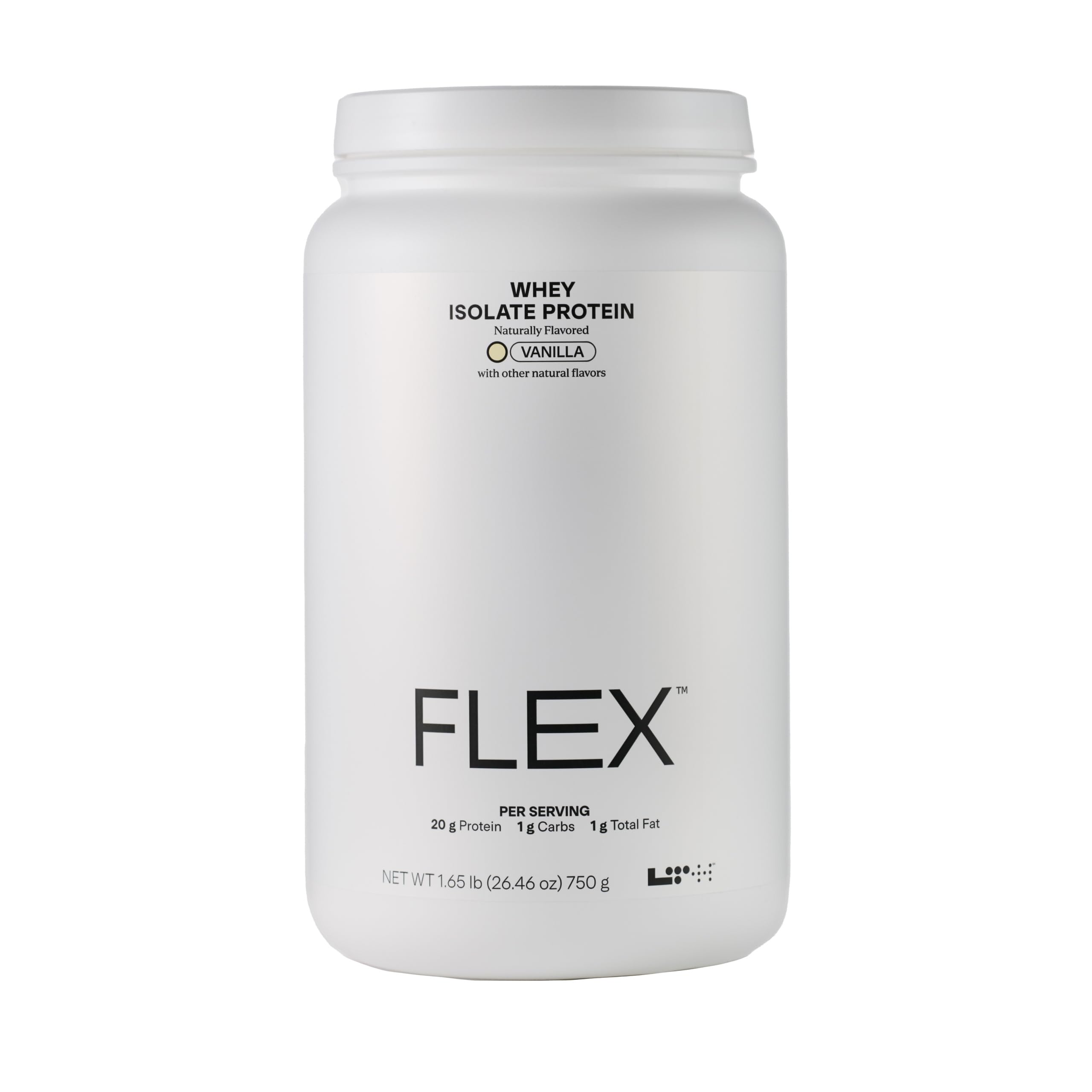LTH Flex Whey Isolate en envase compacto para almacenamiento fácil
