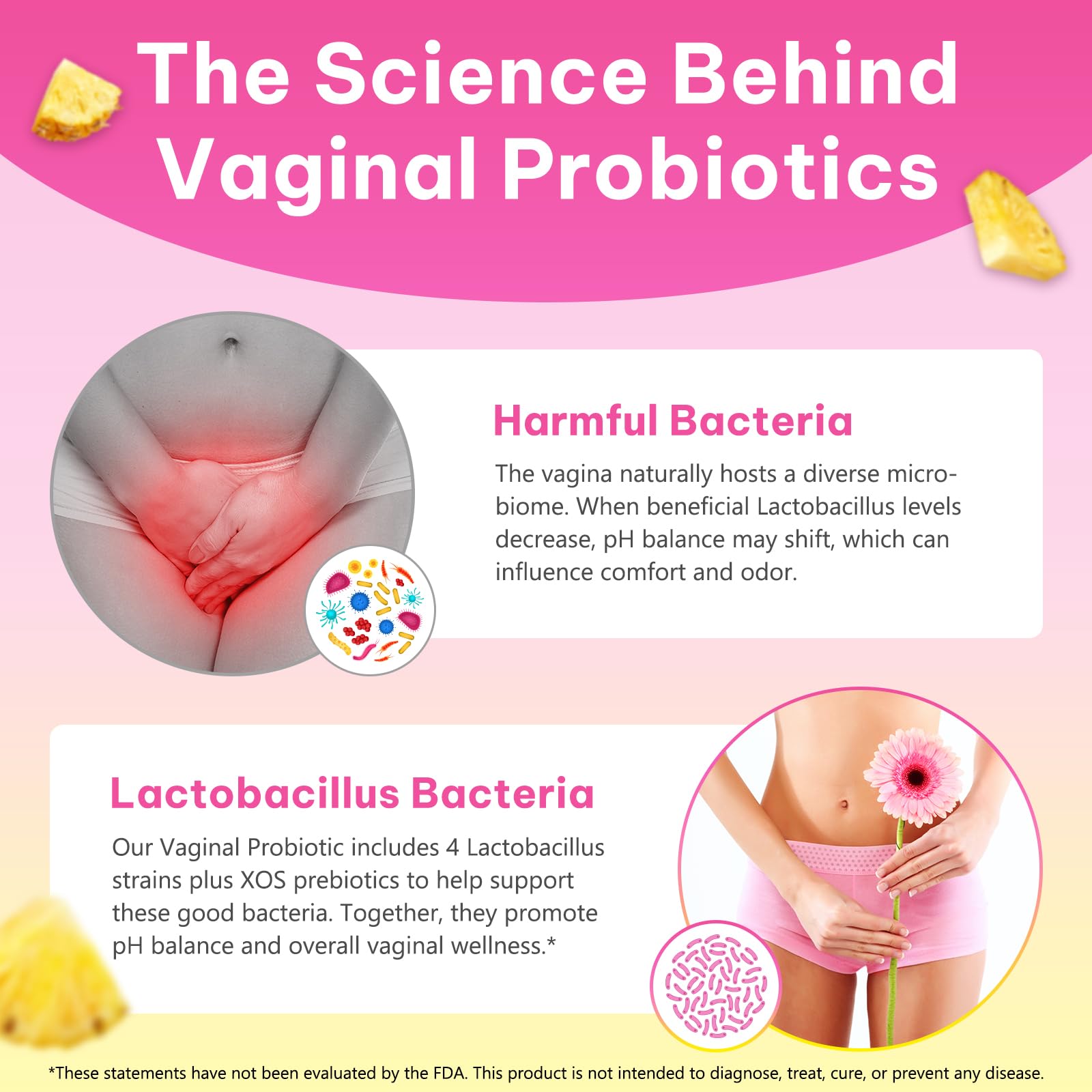 LTQXGT gomitas probióticas para mujeres, sabor piña