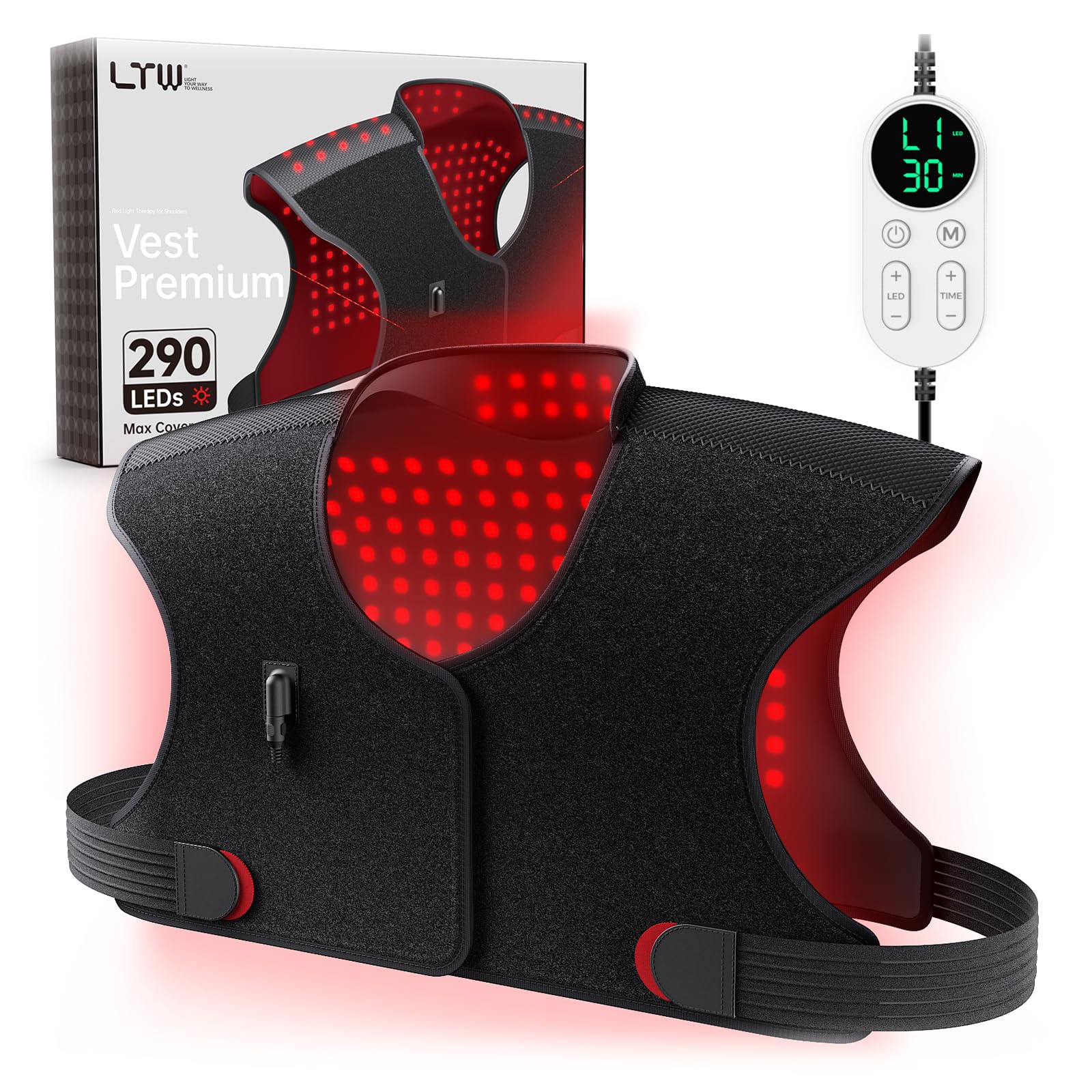 LTW wrap cuello-hombro con 290 LEDs para cobertura amplia y relajación.