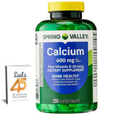 LUAL calcio D3 600 mg con botella, apoyo diario para huesos