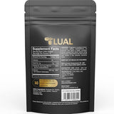 LUAL Calcio Minis 600 mg con D3, etiqueta lateral informativa.