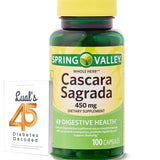 LUAL Cascara Sagrada en botella de 450 mg para apoyo digestivo natural.