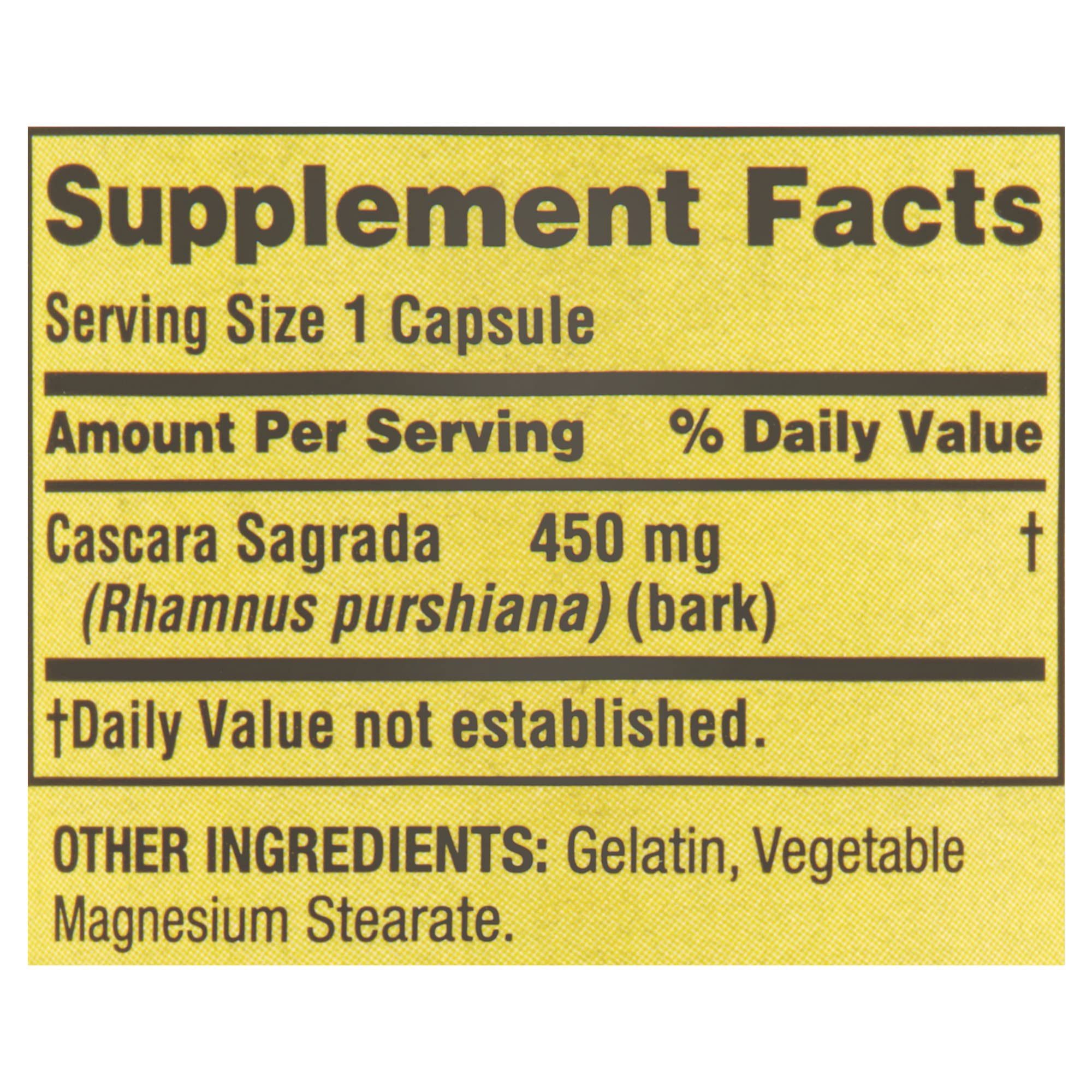 LUAL Cascara Sagrada etiqueta clara con información del producto.