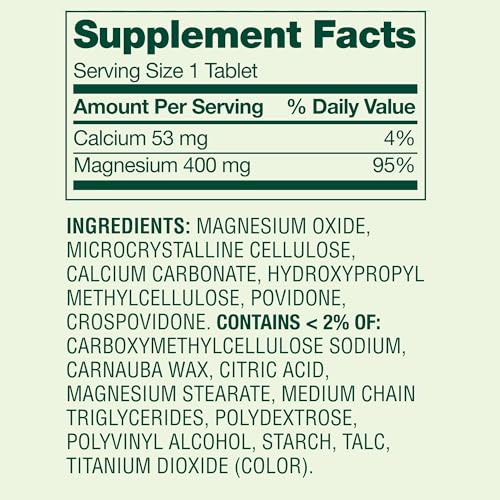 LUAL Magnesio 400 mg, uso diario recomendado para nervios y músculos.