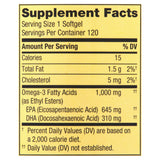 Frasco de LUAL Omega-3 con tapa para almacenamiento seguro.