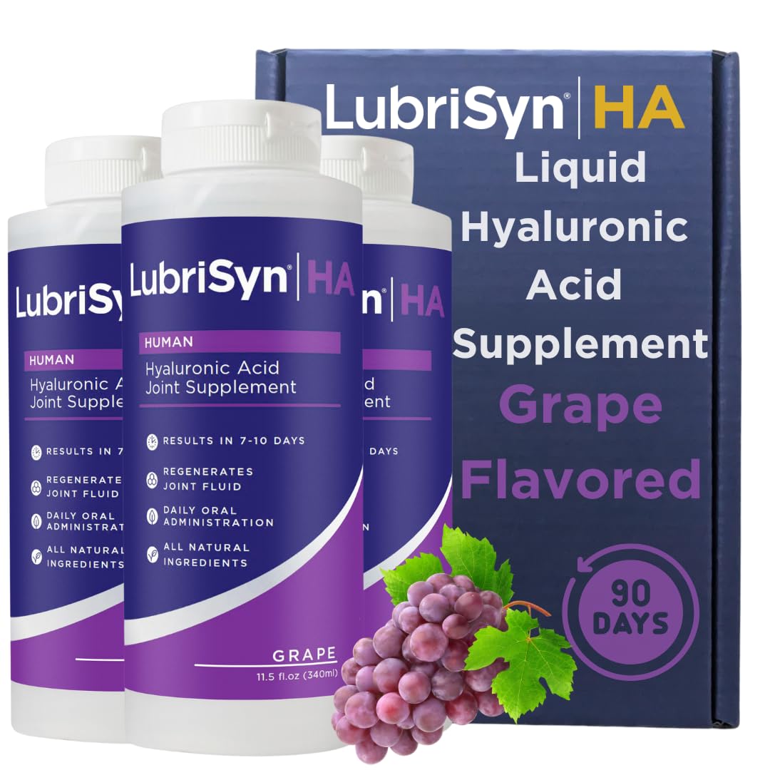 LubrisynHA frasco de sabor uva, formato líquido para articulaciones y movilidad