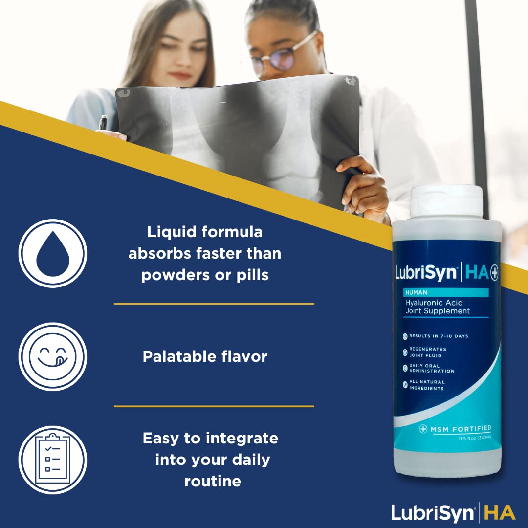LubriSynHA con MSM: servido con agua para facilitar la hidratación articular diaria.