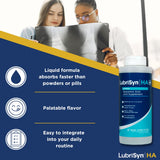 LubriSynHA con MSM: servido con agua para facilitar la hidratación articular diaria.