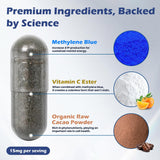 Lucemed metileno azul cápsulas, etiqueta visible con ingredientes clave.
