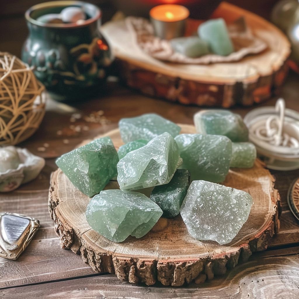 Luckeeper Aventurina Verde: piedras crudas para meditación y prácticas de prosperidad.
