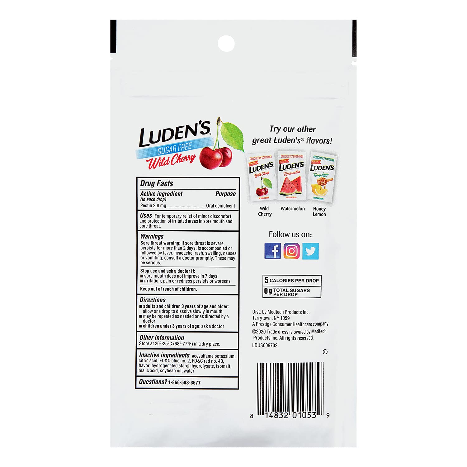 Envase Luden's Drops abierto, aroma a guinda