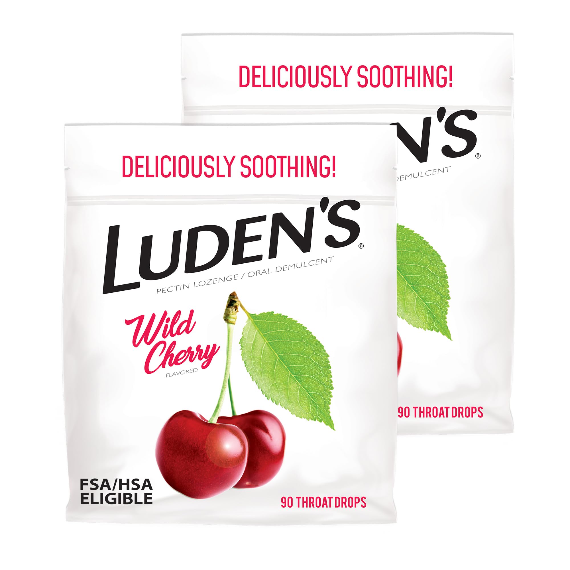 Esta imagen muestra las gotas Luden's sabor cereza para alivio suave de la garganta.