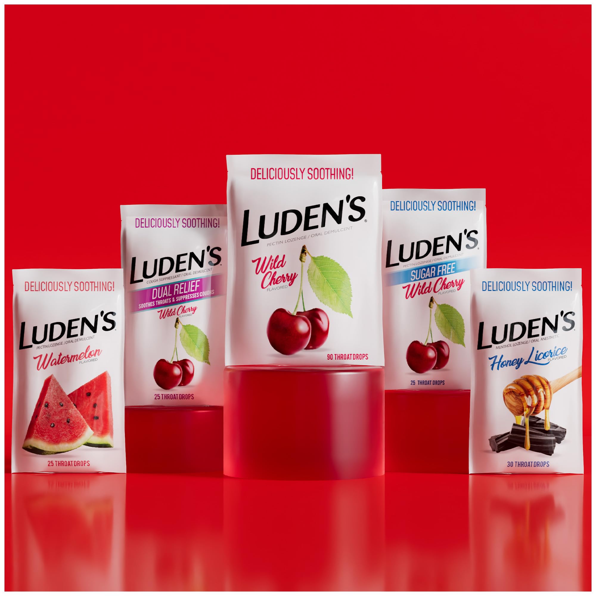 Gotas Luden's sabor cereza con textura suave y sabor agradable.