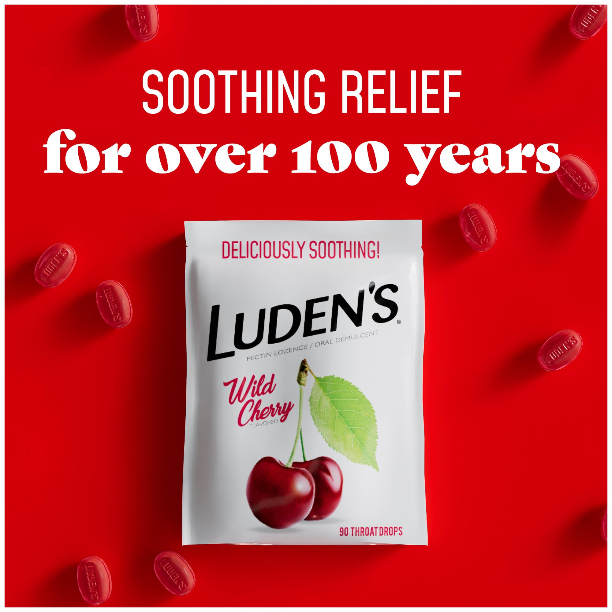 Gotas Luden's sabor cereza para niños a partir de 3 años y adultos.