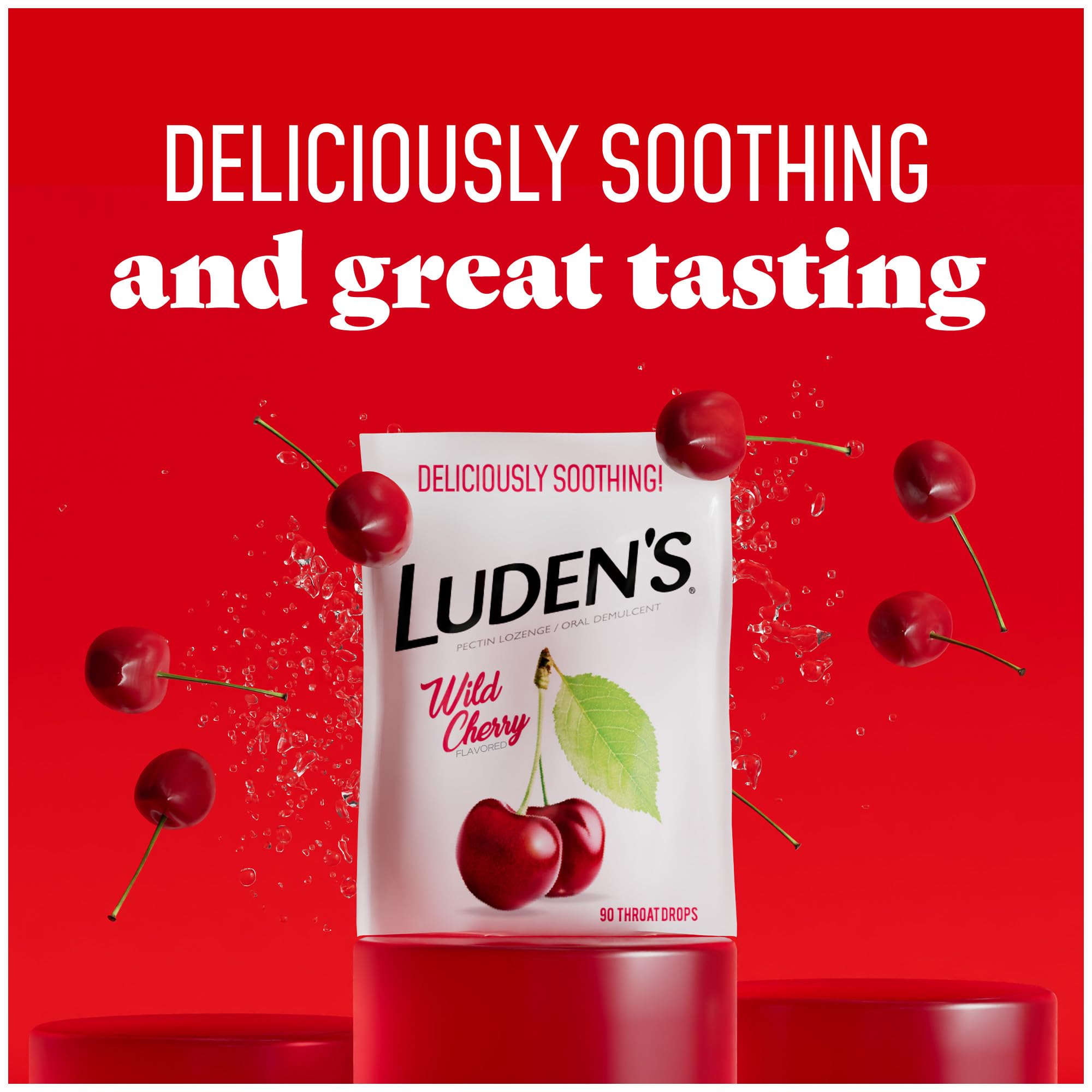 Gotas Luden's sabor cereza ofrecen alivio rápido para irritación de garganta.
