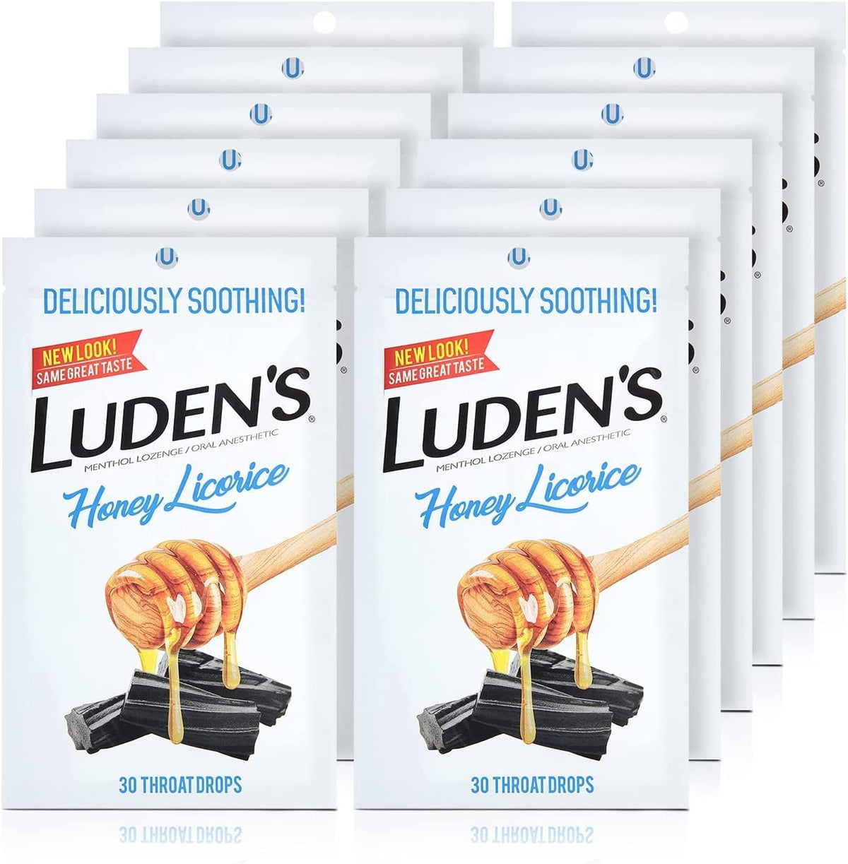 Ludens pastillas garganta miel-regaliz, empaque de 12 paquetes; alivio suave